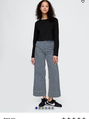 GAP High-Rise Wide-Leg Pinstripe Jeans - blue white